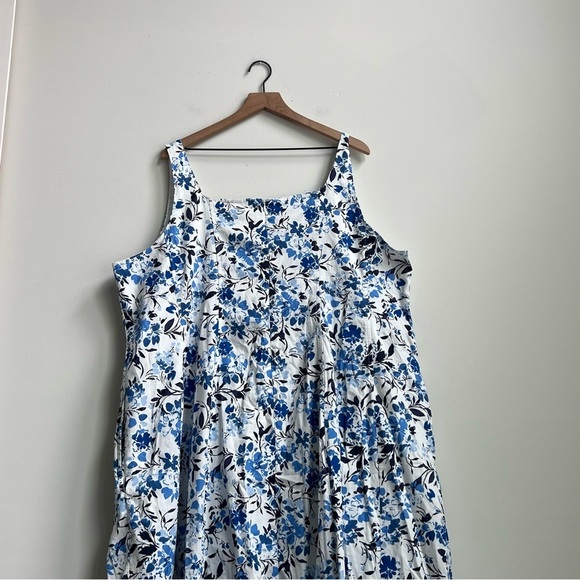 Free Assembly Cotton Sleeveless Square Neck Midi Dress 3X Floral Cottagecore - Picture 12 of 16